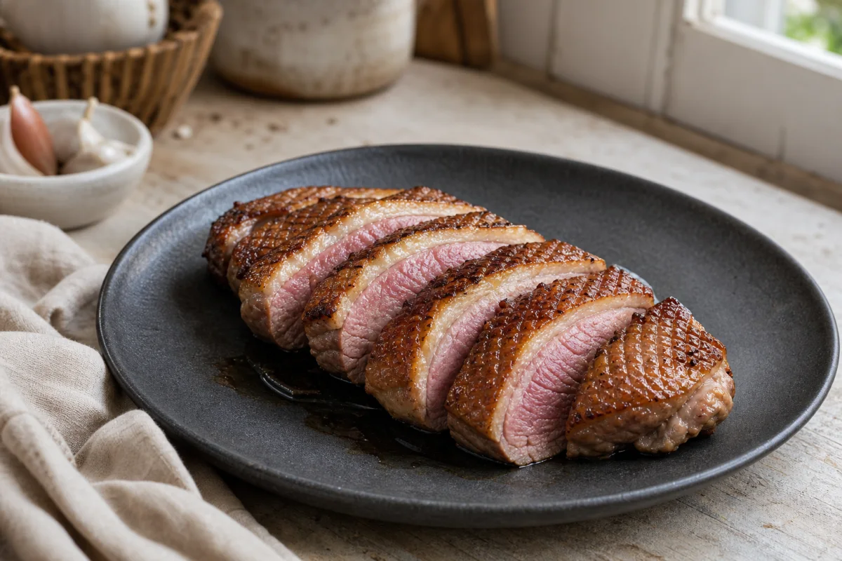 Magret de canard rôti au Air Fryer (peau croustillante et cœur rosé)