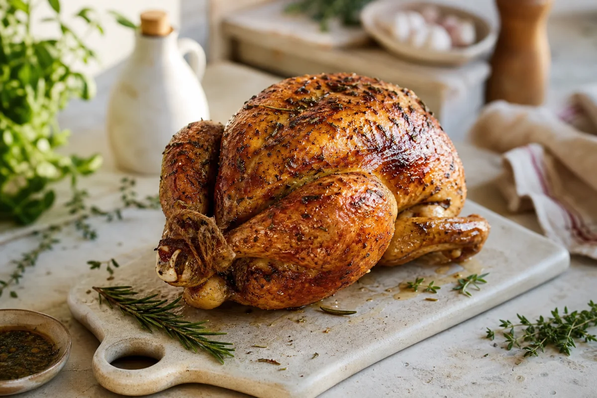 Poulet rôti entier croustillant et fondant à l'Air Fryer
